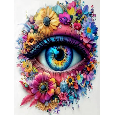 Eye Diamond Painting Kits for Adults Beginner, 5D Eye Diamond Art Kits,Full Round Drills DIY Colorful Flower Beads Gem Painting Arts Crafts for Home Wall Decor 12 x 16 in