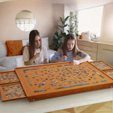 TEAKMAMA 1500 Piece Wooden Jigsaw Puzzle Board with 4 Drawers, Folding Puzzle Table with Protective Cover, Puzzle Board with Legs, Multifunctional Puzzle Board for Adults, 34W x 26.3D, Brown TEAKMAMA