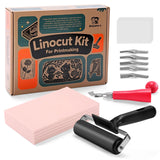 Linocut Kit for Printmaking with 5PCS 4"x6" Soft Rubber Linoleum Blocks, Brayer & Carving Tools – Block Printing & Stamp Making Supplies for Beginners & Artists Bobblebro