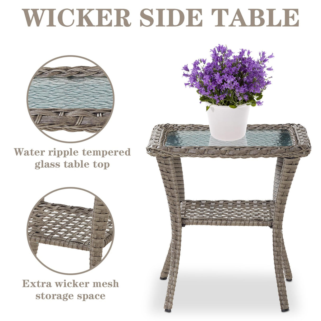 5 Piece Patio Rocking Chairs Furniture Set - Outdoor Wicker Furniture with Ottomans and Side Table, Rattan Conversation Bistro Set for Porch Balcony Backyard Belord