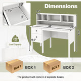 Giantex White Desk with Drawers & Hutch, Home Office Desk with Charging Station, 5 Storage Cubbies, Makeup Vanity Table, Modern Study Writing Desk, PC Laptop Desks, Computer Workstation for Bedroom Giantex