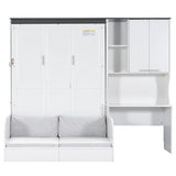 Harper & Bright Designs Full Size Murphy Bed with Desk, Multi-Functional Murphy Bed with Sofa and Storage Cabinet – Space-Saving Foldable Design, White Harper & Bright Designs