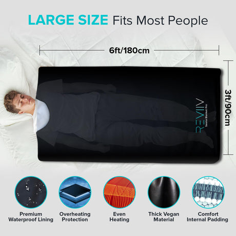 Portable Sauna Blanket with Bonus Cotton Insert Towel - V2.0 Major Upgrades! Premium Far Infrared Sauna Blanket for Detoxification - Sauna Blanket Infrared Saunas for Home with 85-185℉ Temp Range REVIIV