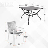 Anmutig 5 Piece Patio Dining Set, 4 PCS Outdoor Black Sling Stackable Chairs and 35" Square Metal Patio Table with Umbrella Hole for Garden Backyard Deck Anmutig