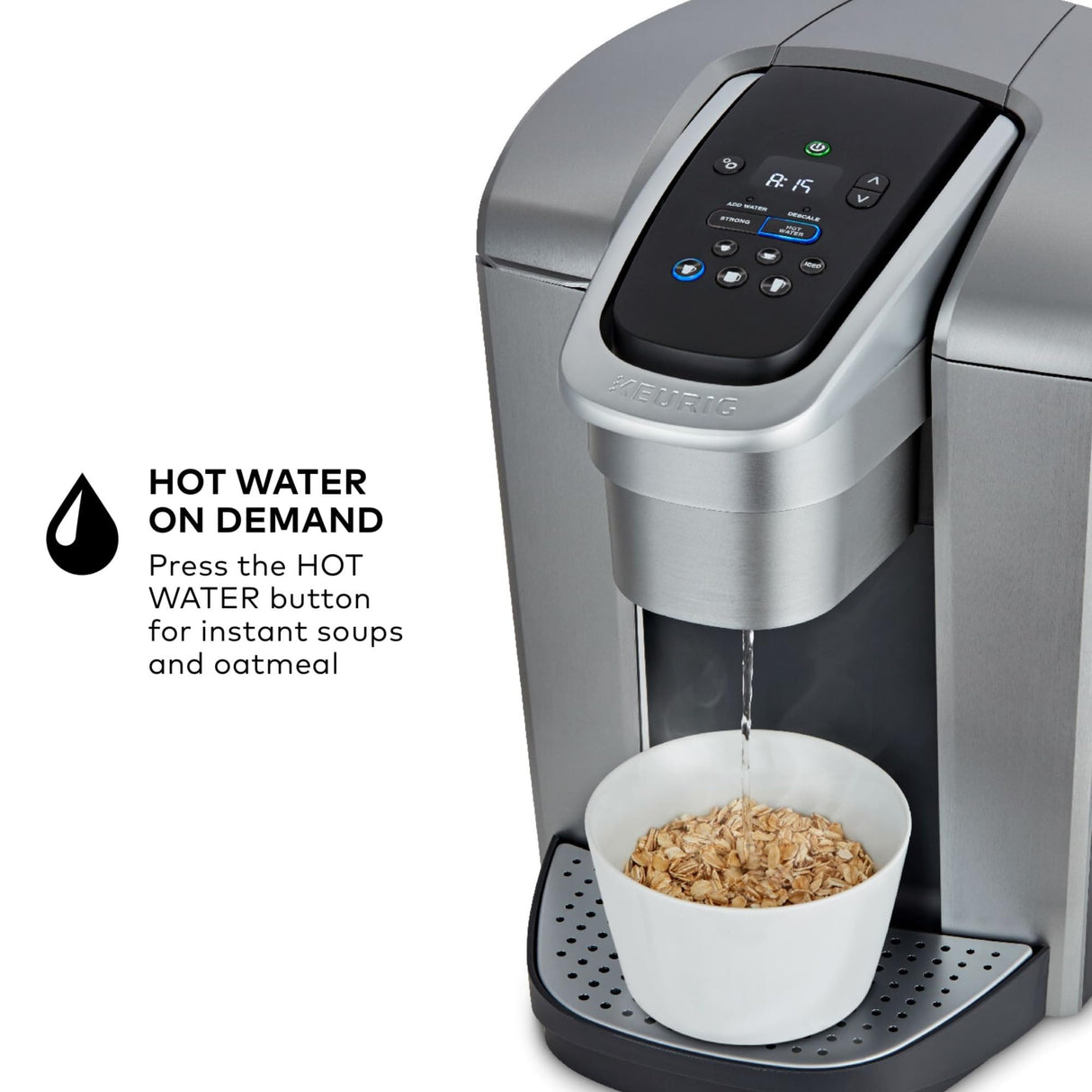 Keurig K-Elite Single Serve K-Cup Pod Coffee Maker, with Strength and Temperature Control, Iced Coffee Capability, 8 to 12oz Brew Size, Programmable, Brushed Silver Keurig