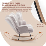 SAETSFEG Rocking Chair Nursery Teddy Upholstered Glider Rocker Rocking Accent Chair Padded Seat with High Backrest Armchair Comfy Side Chair for Living Room Bedroom Offices (Grey Teddy) SAETSFEG