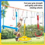 VECKYJL Ninja Obstacle Course Attachments - 7 Course Rings, 2 Monkey Bars, 2 Warrior Wheels, Outdoor Training Set VECKYJL