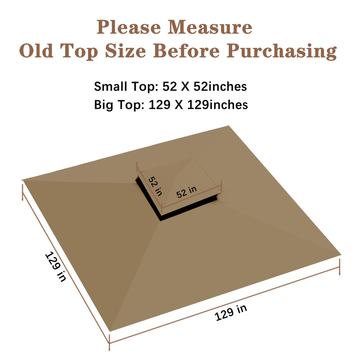 SCOCANOPY Replacement roof for Target Madaga Gazebo Model L-GZ136PST,(Khaki) SCOCANOPY