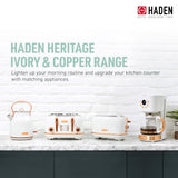 Haden Coffee Machine, 12 Cup Programmable Drip Coffee Maker with Auto Shut-Off Function and Reusable Washable Water Filter, Ivory & Copper HADEN