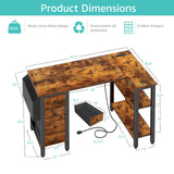 Lufeiya L Shaped Desk with Drawers & Storage Shelves, 47 Inch Corner Computer Desk with Power Outlet for Home Office Bedroom, L-Shaped Gaming PC Desks with Fabric Drawer, Rustic Brown Lufeiya