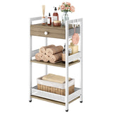 FAVOOSTY 3-Tier Bathroom Ladder Shelf Floor Storage Shelf with Drawer Freestanding Shelving Unit Bookcase End Table for Bathroom Living Room,Balcony-White FAVOOSTY