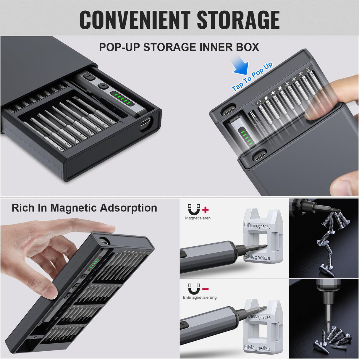 TanSon Mini Electric Screwdriver 3.7V, Precision Electric Screwdriver 72-in-1 Magnetic Bits, Cordless Screwdriver Set, Rechargeable Portable Repair Tool Kit for Electronics Laptops Glasses Clocks TanSon