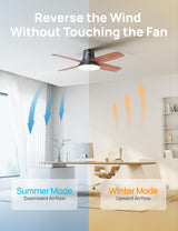 Dreo Ceiling Fans with Lights and Remote, 44 inch Low Profile Black Ceiling Fan, Reversible, 5CCT, 6-Level Dimmable, 6 Speeds Bedroom Ceiling Fan, Quiet, Easy to Install, Timer, Flush Mount Dreo