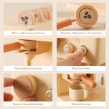 ibwaae Kids Coffee Maker 10Pcs Toy Coffee Maker Playset Wooden Kitchen Set Toys Toddler Play Kitchen Accessories, Pretend Play Food Sets for Girls and Boys ibwaae