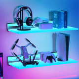 VST Floating Shelf with RGB Light, Compatible with Alexa Google Assistant App Remote Control, Handwave ON/Off, Metal Wall Mounted Light Emitting Shelves for Living Room Bathroom Bedroom, 2set VST