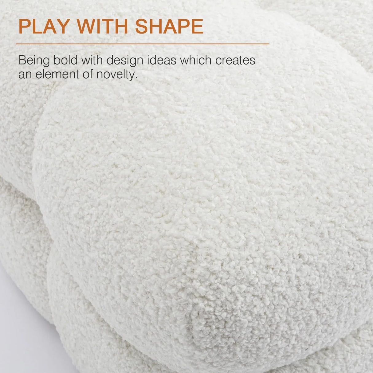 Zesthouse Square Pouf Ottoman, Modern Ottoman Coffee Table for Living Room, Fuzzy Sherpa Ottoman Foot Rest, Upholstered Tufted Ottoman Stool for Couch, White Zesthouse