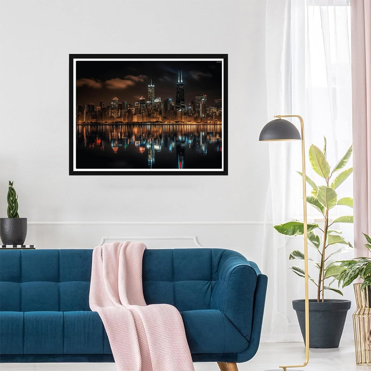 QAZWSX DIY 5D Diamond Art Kits Painting for Adults Chicago Skyline Nightscape City 30x40cm QAZWSX