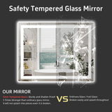 miskerm 40"x 32" LED Bathroom Mirror with Lights, Double Lights Dimmable, Anti-Fog, Front and Backlit LED Mirror for Bathroom, Lighted Bathroom Vanity Mirror with Tempered Glass (Horizontal/Vertical) miskerm