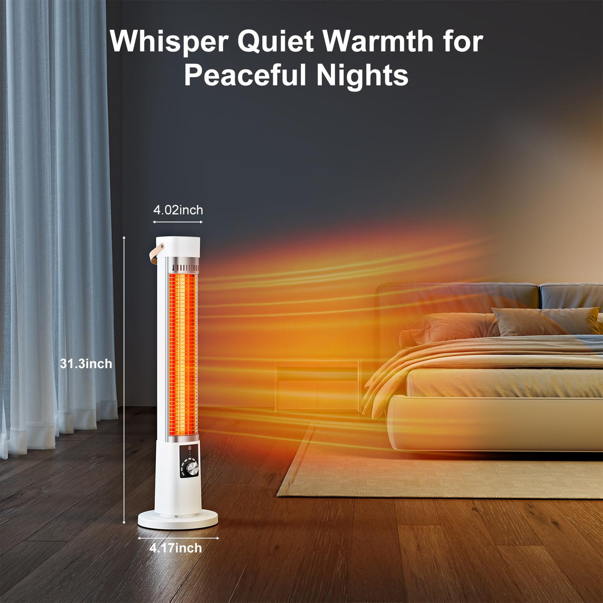 Outdoor Heater for Patio, 1500W Infrared Electric Heaters Indoor w/Remote, 60° Oscillation, 9H Timer, 9 Heat Level, Tip-Over/Overheating Protection, Safety Lock, for Garage, Porch, Gazebo,White Slkdrft