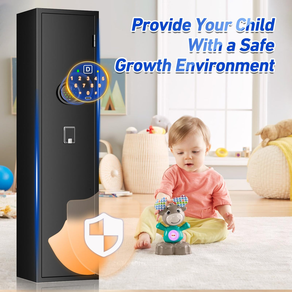 4-5 Gun Safe for Home Rifle and Pistols, Electronic Rifle Safe, 54" Quick Access Gun Cabinets,Heavy-Duty Rilfe Security Safe for Shotguns with Dual Alarm System, TYPE-C Keypad, Removable Shelf QIRANUI