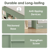 FACBOTALL Triple Wide Bookshelf, 6 Tier Large Bookshelf, Bookcase with 17 Open Display Shelves, 74'' Tall Bookcases and Bookshelves for Living Room, Home Office, Library, Green FACBOTALL