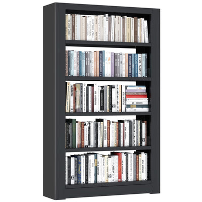 OSEILLC 69" Tall Heavy-Duty Bookshelf, 5-Tier Metal Bookshelf with Adjustable Shelves, Open Shelf Bookcase, Tall Bookshelves for Home Office, Library, Bedroom, Including Book Stopper