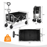 Kshioe Collapsible Wagon, Beach Wagon with Big Wheels for Sand, Grocery Wagon All-Terrain Wheels Garden Grocery Wagon for Shopping Park Picnic, Camping, Beach Trip Kshioe