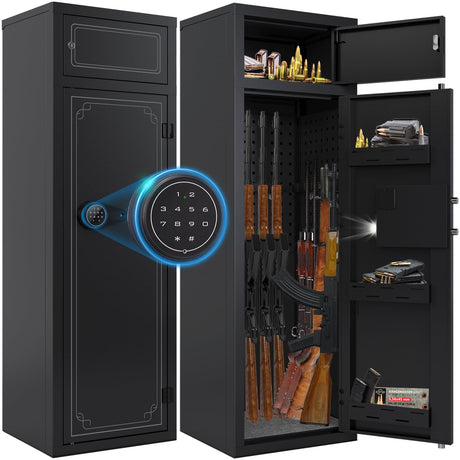Kaer 10-14 Gun Safe,Gun Safe for Shotguns,Gun Safes for Rifle and Pistols,Long Gun Cabinet for Rifles Safes and Shotguns with Digital Keypad,3 Adjustable Shelves,LED Light(Unassembled) KAER