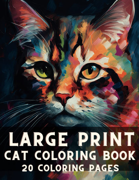 Large Print Cat Coloring Book For Adults: Relaxation, Stress Relief and Mindfullness For Cat Lovers WoodArtSupply