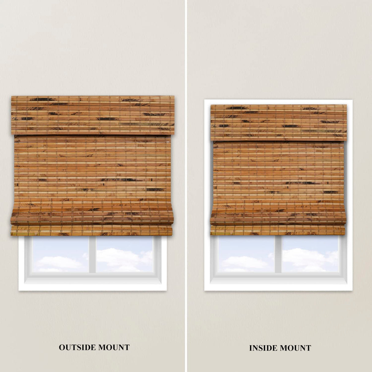 CHICOLOGY Bamboo Blinds, Bamboo Shades, Custom Bamboo Shade, Cordless Bamboo Shades, Window Shade Roman, Patio Blinds and Shades, Porch Shades Outdoor Roll Up, Maple, 34" W X 64" H CHICOLOGY