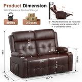 VAFEAFO Loveseat Recliner, Oversized Massage Reclining Sofa Heavy Weight Capacity, RV Love Seat Chair Clearance with Storage, Cup Holders, Wall Hugger Couches for Living Room VAFEAFO