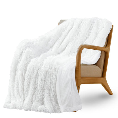 XYYZYZ Super Fluffy Throw Blanket, Faux Fur Fuzzy Blanket for Couch Sofa Bed, 50x60 Inches, Pure White