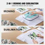 VEVOR Heat Press Machine - 12" x 10" Portable Heat Press - Heat Transfer Machine with Precise Temp Control and Auto-Off Dual-Tube Even Heating - Sublimation Machine for T-Shirts/Bags(Green+White) VEVOR