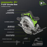 Greenworks 24V 7-1/4'' Circular Saw Brushless Cordless, with 4Ah Battery and 2A Charger Greenworks