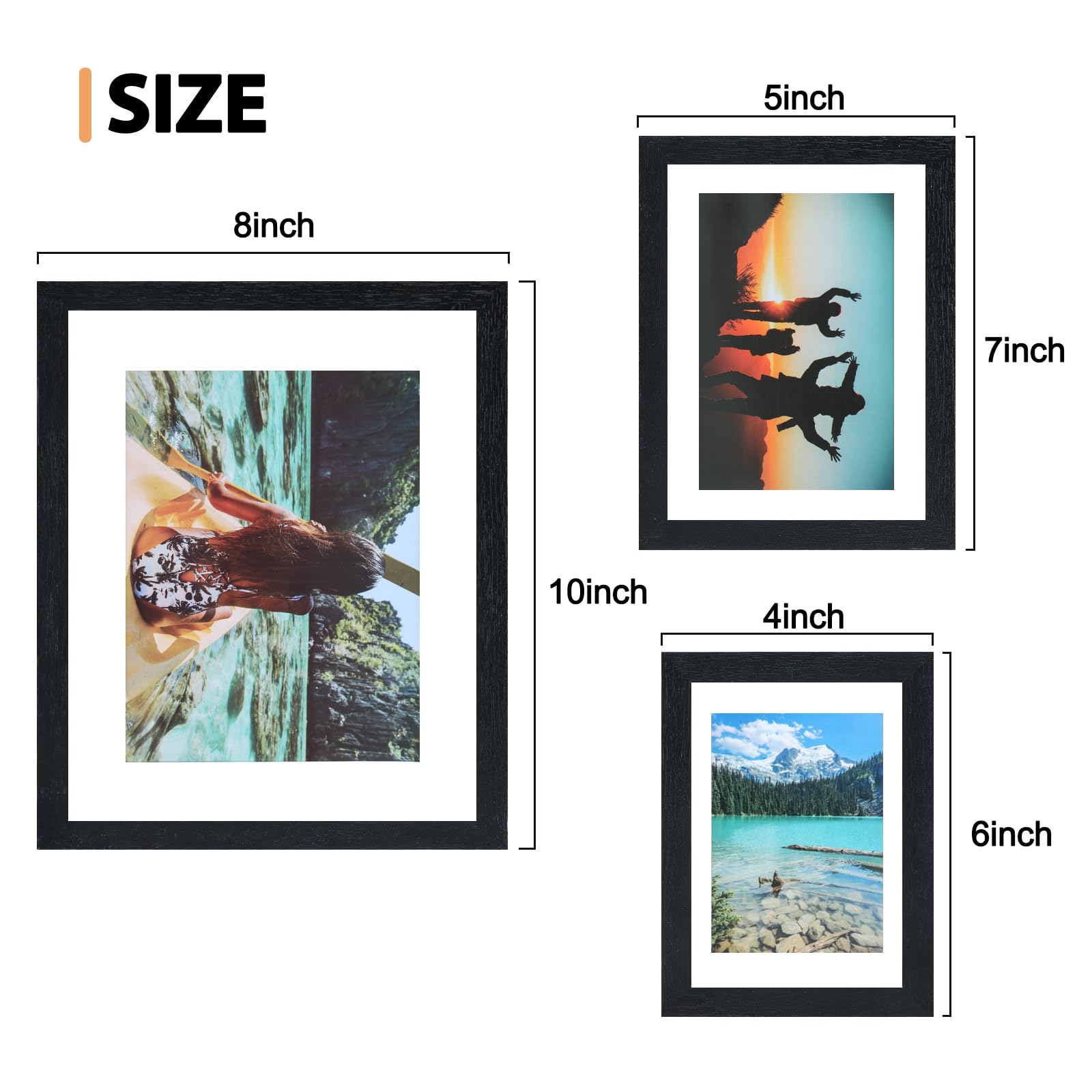 Fixwal Black Picture Frame Set, Picture Frames Collage 10 Pack for Wall or Tabletop with 8x10 5x7 4x6 Frames, Gallery Wall Frame Set, Hanging or Tabletop Display - WoodArtSupply