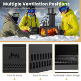 Giantex Portable Camping Wood Stove - Mini Wood Burning Stove w/ 2 Cooking Positions, Anti-scalding Door Handle & Heat Resistant Glass Window, Tabletop Fire Pit Stove for Outdoor Cooking & Heating Giantex