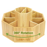 walowalo Bamboo Rotating Art Supply Organizer Holds 800+ Pencils Spinning Crayon Marker Pen Holder for Desk Brush Storage for Office School Classroom Organization Stationary (Larger Version) walowalo