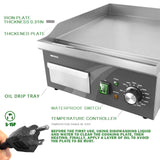 TOPKITCH Electric Griddle, 14 Inch Flat Top Grill Commercial Electric Griddles Stainless Steel Adjustable Temperature Control 90℉-575℉ for Home or Restaurant Use TOPKITCH