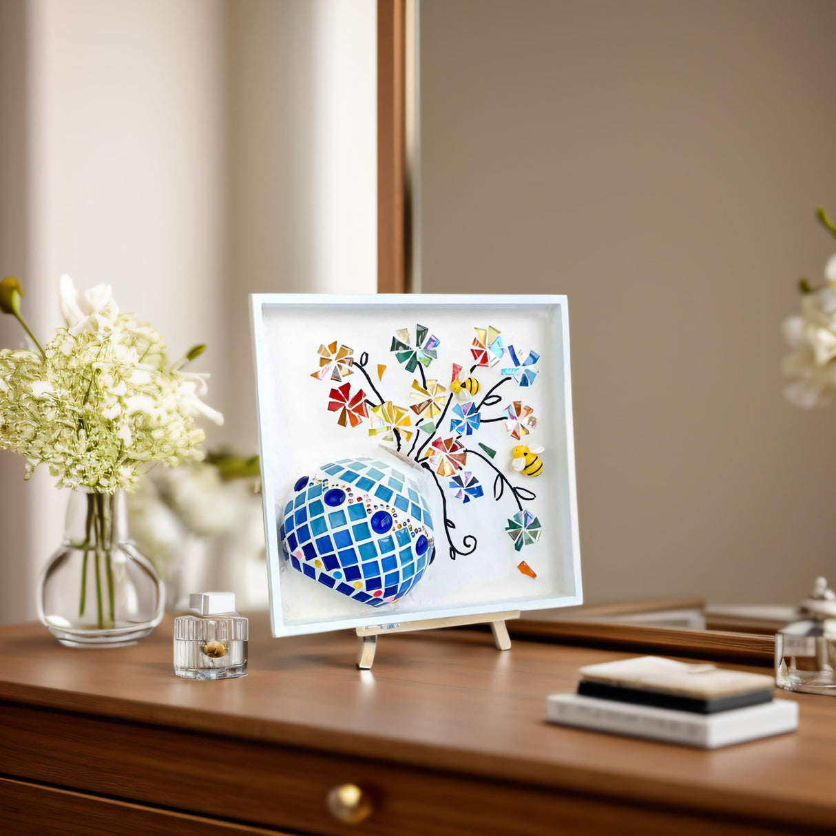 Zioyihan DIY Vase Mosaic Painting Kit, DIY Mosaic Arts and Craft Kits with Vase Mosaic Accessories, Handmade Sticker Painting Gem Art Kit for Adults Room or Home Decor Zioyihan