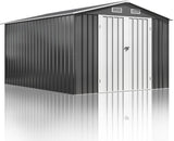 10x14 FT Outdoor Storage Shed with Reinforced Frame, Lockable Tool Shed for Backyard and Garden, All-Weather Metal Structure in Grey (Grey, 10x14 FT) Generic