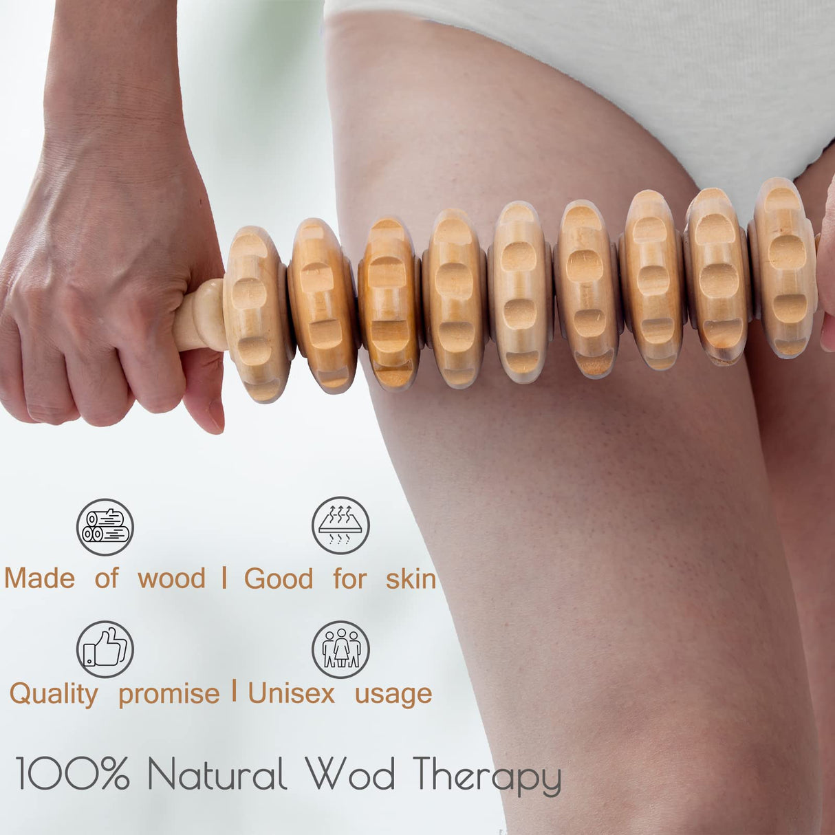 Wooden Massage Roller Wood Therapy Massage Tools for Body Shaping, Anti Cellulite Wood Roller Masssager, Manuel Wooden Fascia Massage Roller, Wood Body Sculpting Tools, Wood Body Massage Roller cococar
