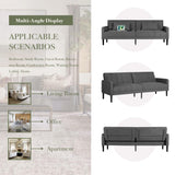 CHYMSUN 82" Convertible Futon Sofa Bed, Comfy Fabric Folding Sleeper Couch Bed w/USB & Adjustable Backrest, 3 in 1 Modern Foldable Recliner Loveseat Futons for Living Room, Apartment, Office (Grey) CHYMSUN