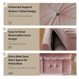 Cloud Modular Sectional Sofa,105" Scrub Velvet Minimalist Sofa Couch for Living Room, Modern LoveSofa with 2 Pillows 3 Seater for Apartment Office Studio, Deep Seat Couches,Pink WJShome