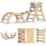 CMFYDAILY 5 in 1 Pikler Triangle Set, Foldable Baby Climbing Gym Indoor Montessori Climbing Set Wooden Toddler Climbing Toys with Arch, Ramp, Ladder CMFYDAILY