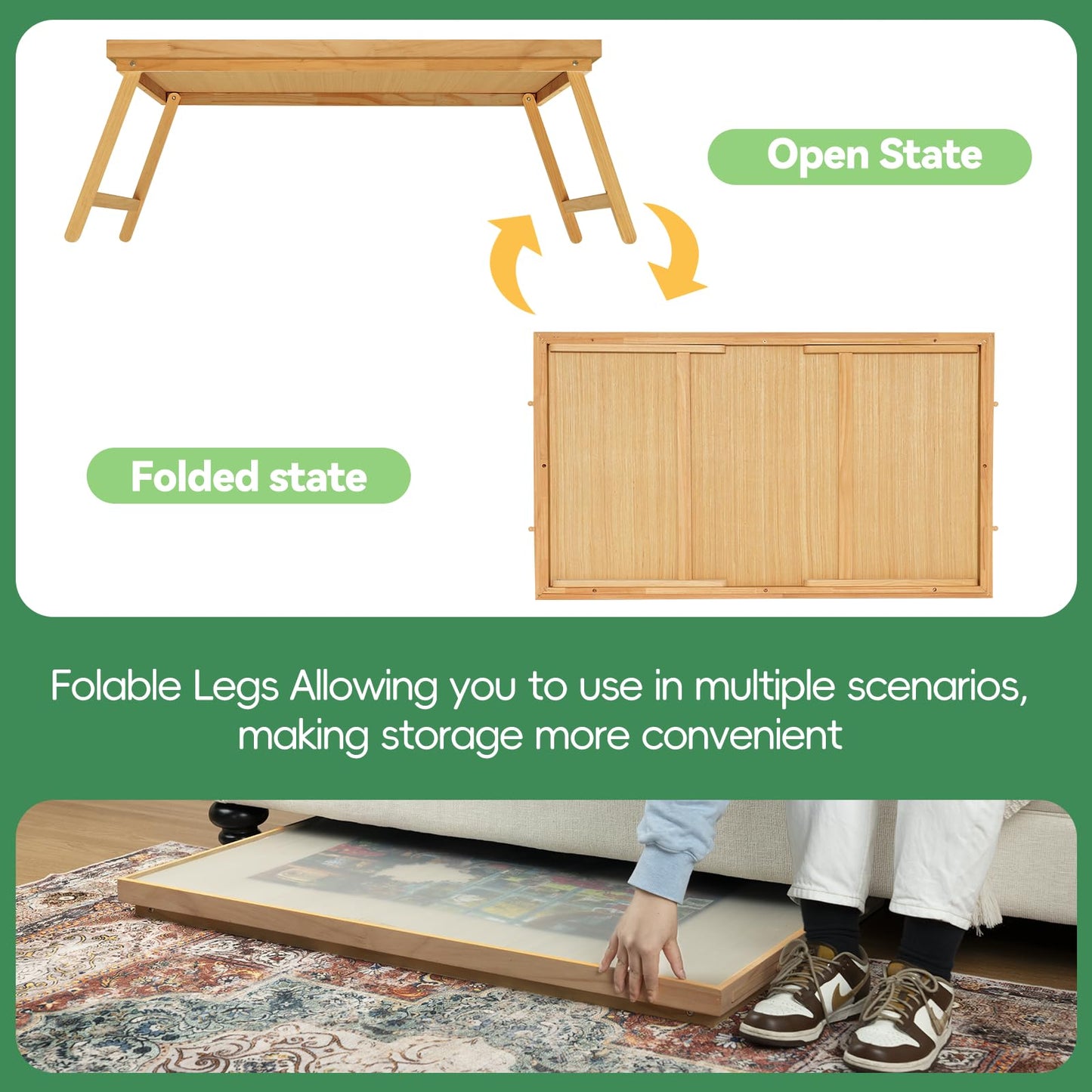 HALLYBEE Wooden Puzzle Board with Foldable Legs- Folding Puzzle Table with 4 Drawers & Cover for Adults, 41.3"X27.5" Portable Puzzle Table for 2000 Pieces Puzzle Storage and Sorting - WoodArtSupply