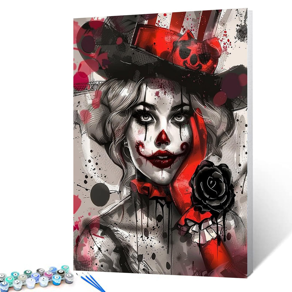Tucocoo Paint by Numbers Kit Clown Girl, Gothic Style Adults Paint by Number for Beginner, Graffiti DIY Easy Painting by Numbers for Gift Home Decor Without Frame 16’’W x 20’’H Tucocoo