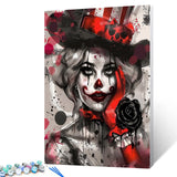 Tucocoo Paint by Numbers Kit Clown Girl, Gothic Style Adults Paint by Number for Beginner, Graffiti DIY Easy Painting by Numbers for Gift Home Decor Without Frame 16’’W x 20’’H Tucocoo