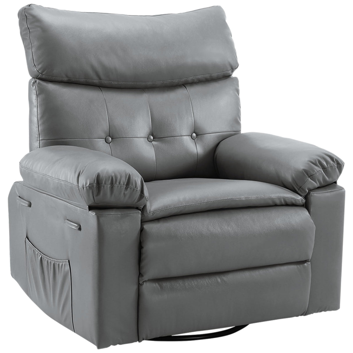 Garvee Oversized Recliner Chair - PU Leather Manual Recliner for Adults, Comfy Reclining Chair with Overstuffed Arms and Back, Side Pocket, Single Sofa for Living Room, Bedroom Garvee