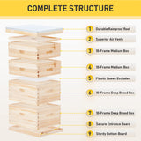 CREWORKS Bee Hive Boxes Starter Kit, Langstroth Beehive for Bee Keeping, 4 Layer Bee House with 20 Medium and 20 Deep Frames & Foundations, Beekeeping Supplies with Plastic Queen Excluder and Nails CREWORKS