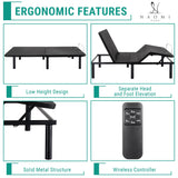 Naomi Home Serenity Split King Adjustable Bed Base, Zero Gravity, Wireless Remote, USB Ports, 800 Lb Capacity, Black Metal Frame, Easy Setup for Couples’ Comfort and Relaxation Naomi Home